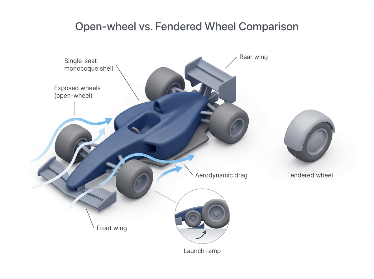 Open-wheel vs fendered wheel comparison